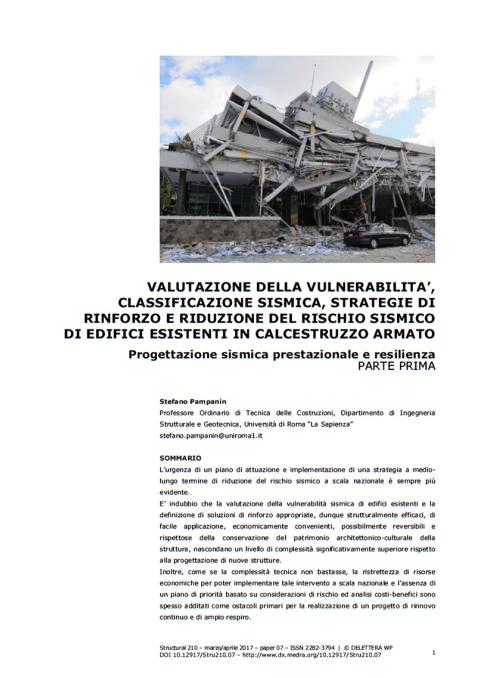 Progettazione sismica prestazionale e resilienza