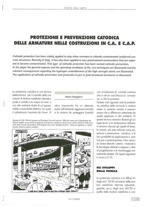 Protezione e prevenzione catodica delle armature nelle costruzioni